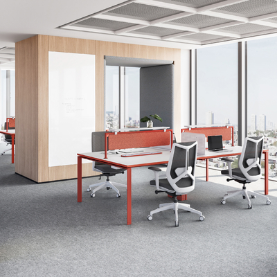 MC3.0 Conception élégante Station de travail de bureau à 4 places avec panneaux de confidentialité et tableau de bord